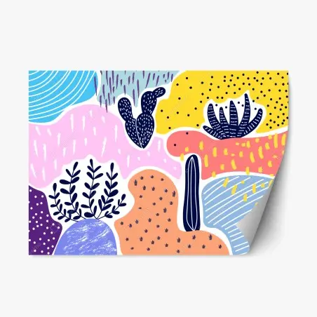 Repositionable sticker playful abstract botanical pattern • Wallissimo®