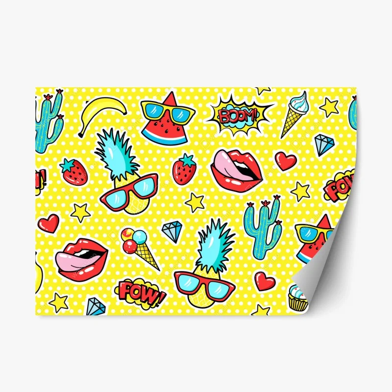 Repositionable sticker bright pop art sticker pattern