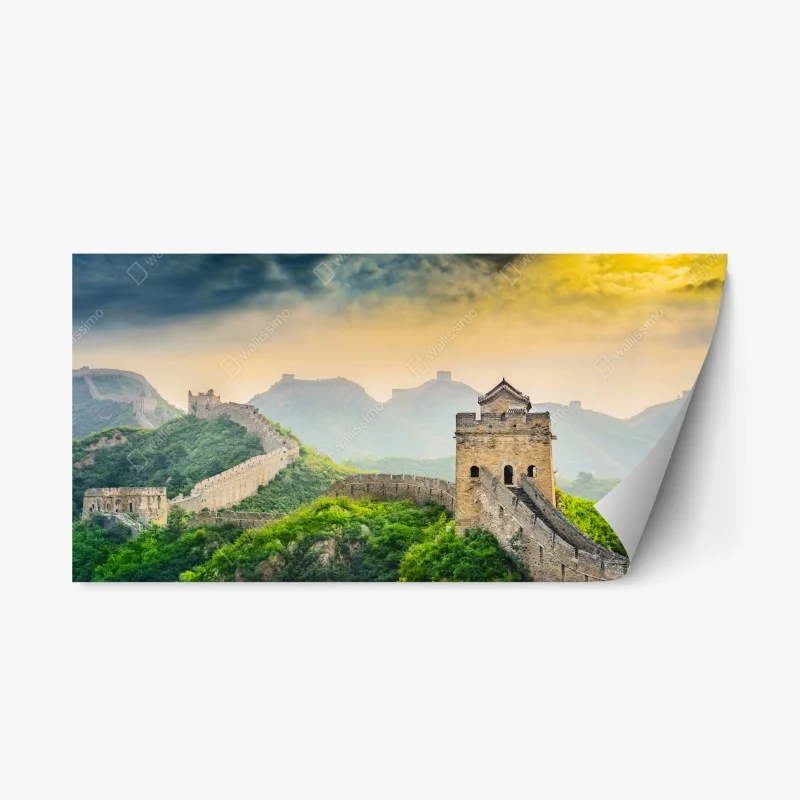 Repositionable sticker sunrise over the Great Wall of China