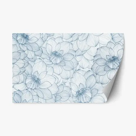Repositionable sticker delicate blue floral linework • Wallissimo®