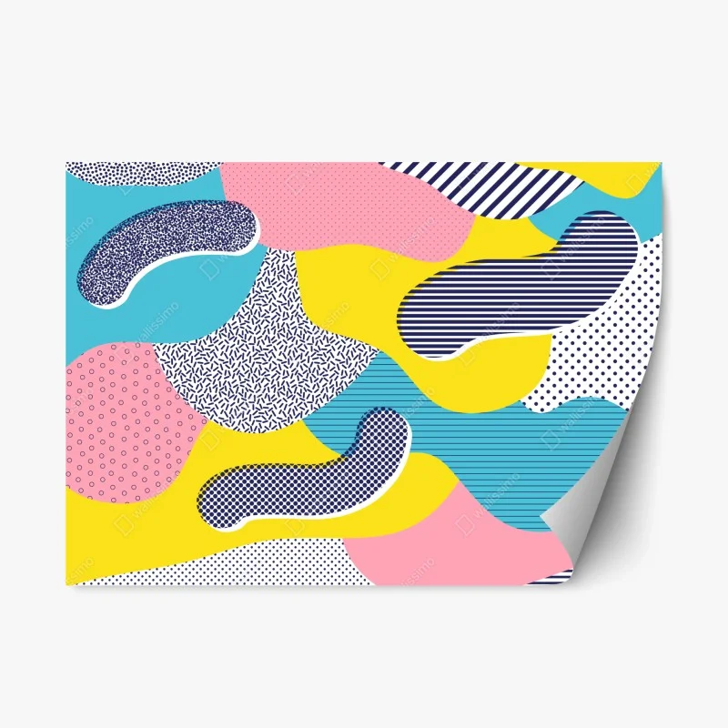 Repositionable sticker playful abstract memphis pattern
