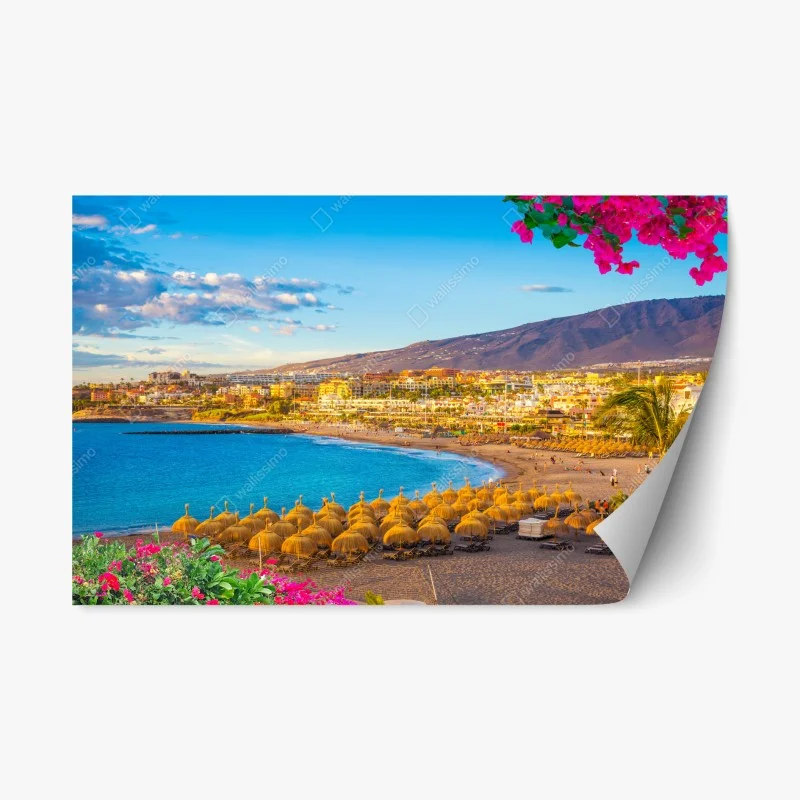 Repositionable sticker sunlit Torviscas beach panorama, Tenerife