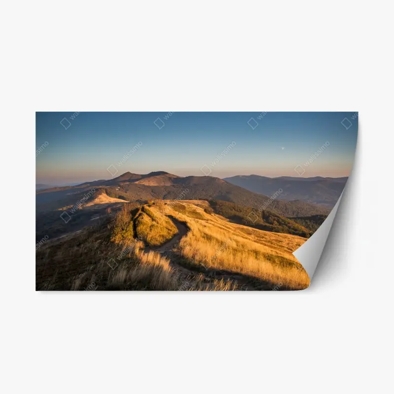 Repositionable sticker golden mountain ridge at sunset