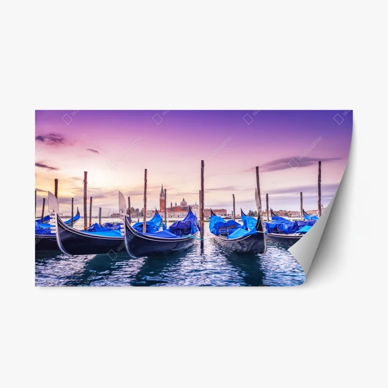 Repositionable sticker Venice gondolas at sunset ⁕ Wallissimo® Repositionable sticker Venice gondolas at sunset ⁕ Wallissimo®