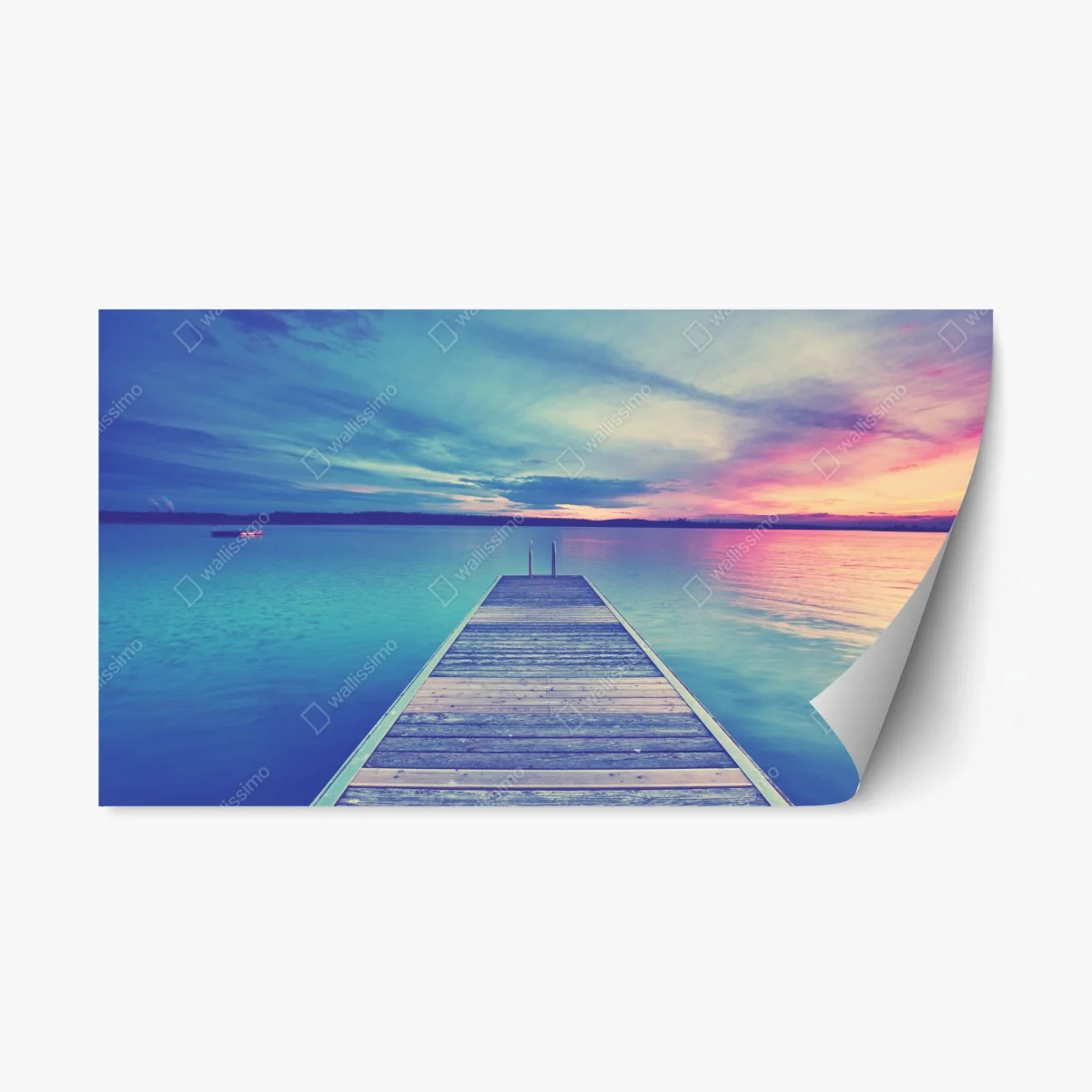 Repositionable sticker pastel lake pier at sunset • Wallissimo® Repositionable sticker pastel lake pier at sunset • Wallissimo®