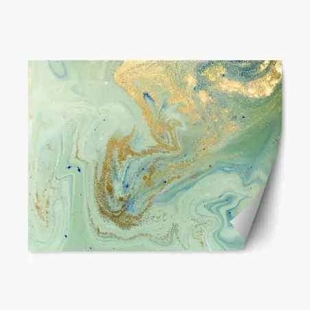 Repositionable sticker turquoise marble with gold veins • Wallissimo®