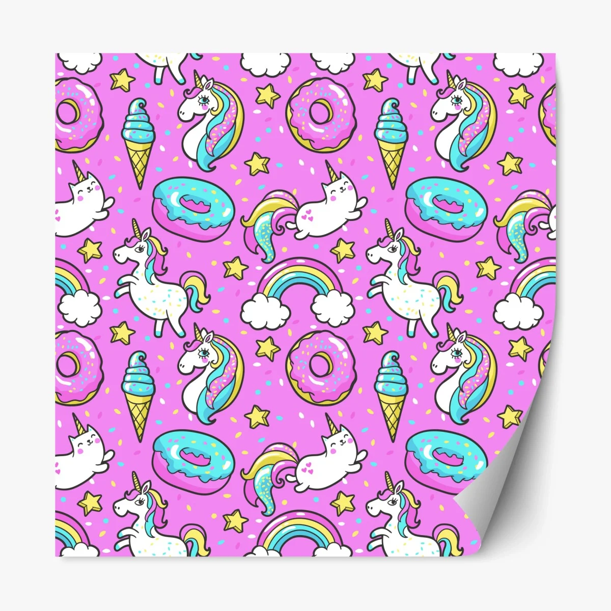 Repositionable sticker pastel unicorns and sweets pattern ⁕ Wallissimo® Repositionable sticker pastel unicorns and sweets pattern ⁕ Wallissimo®