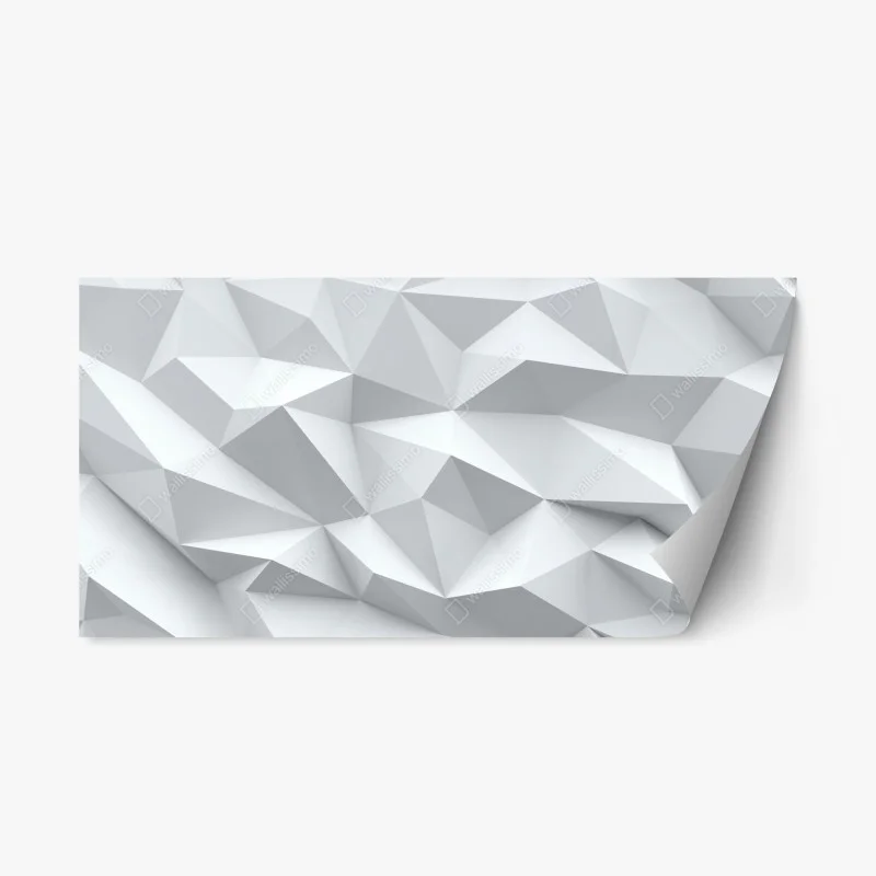 Repositionable sticker white three-dimensional low-poly geometric pattern