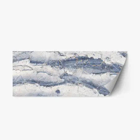 Repositionable sticker blue marble texture with gold veins • Wallissimo®