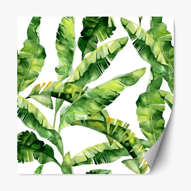 Repositionable sticker watercolor tropical leaves pattern • Wallissimo®