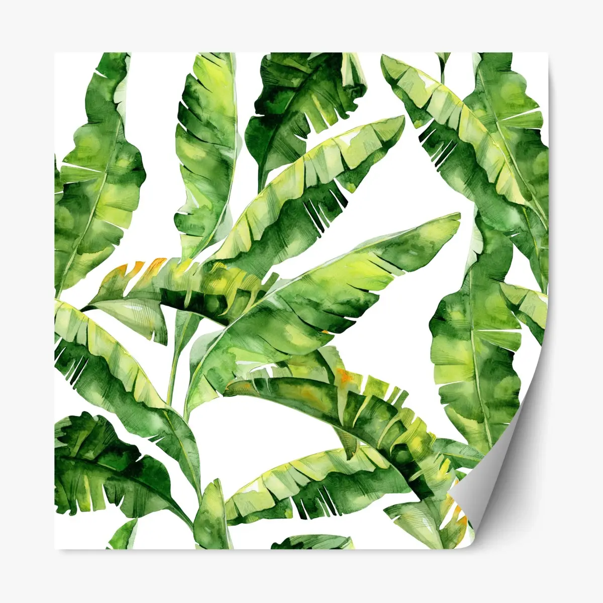 Repositionable sticker tropical banana leaf watercolor pattern • Wallissimo® Repositionable sticker tropical banana leaf watercolor pattern • Wallissimo®