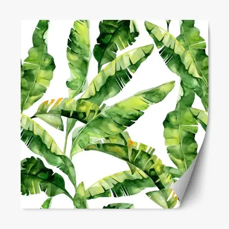 Repositionable sticker tropical banana leaf watercolor pattern • Wallissimo®