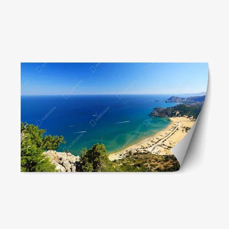 Repositionable sticker serene turquoise coastline panorama