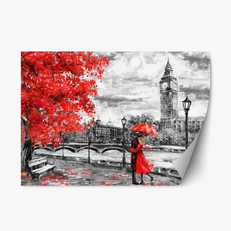 Repositionable sticker sunny flower-filled courtyard with green doors • Wallissimo®