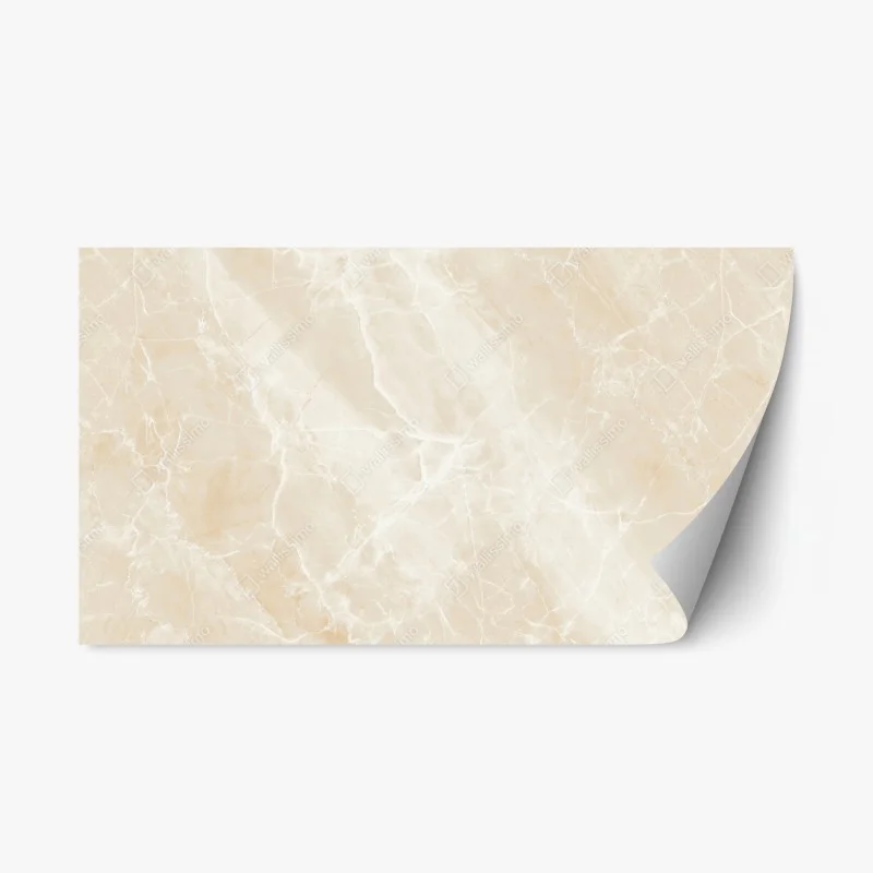 Repositionable sticker beige marble texture with white veining