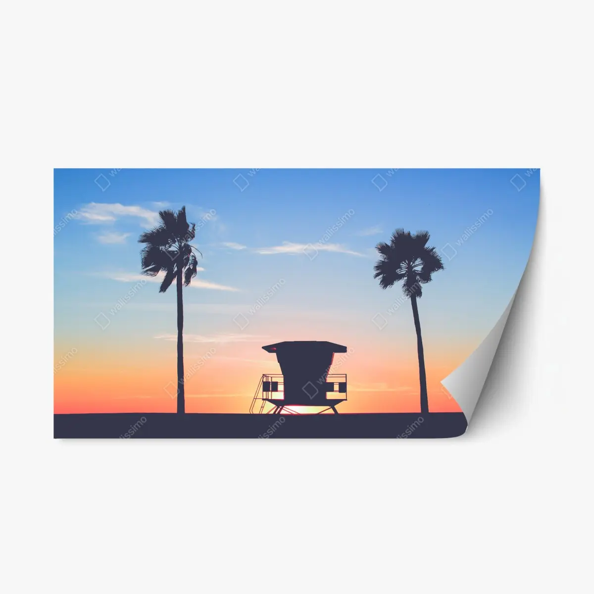 Repositionable sticker sunset silhouette at the beach • Wallissimo® Repositionable sticker sunset silhouette at the beach • Wallissimo®