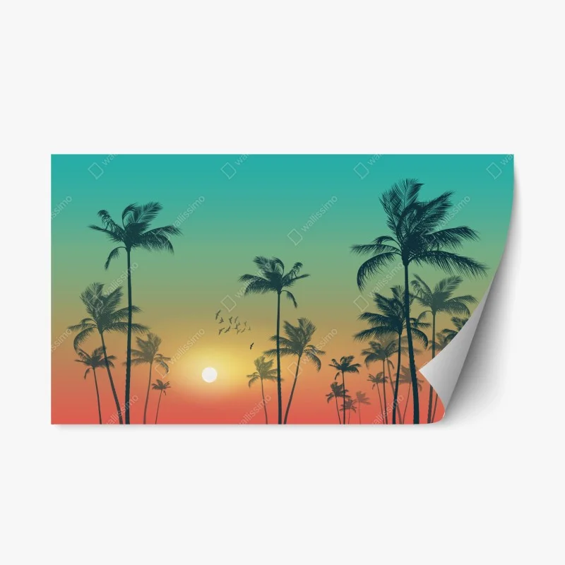 Repositionable sticker lush green waterfall forest landscape • Wallissimo®