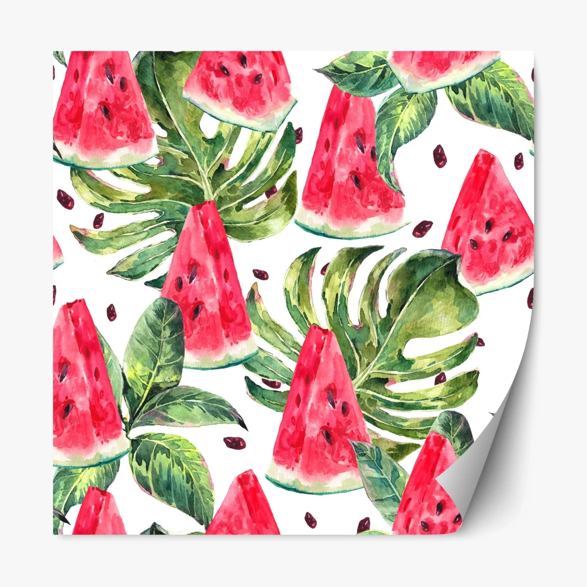 Repositionable sticker watercolor watermelon summer pattern • Wallissimo® Repositionable sticker watercolor watermelon summer pattern • Wallissimo®
