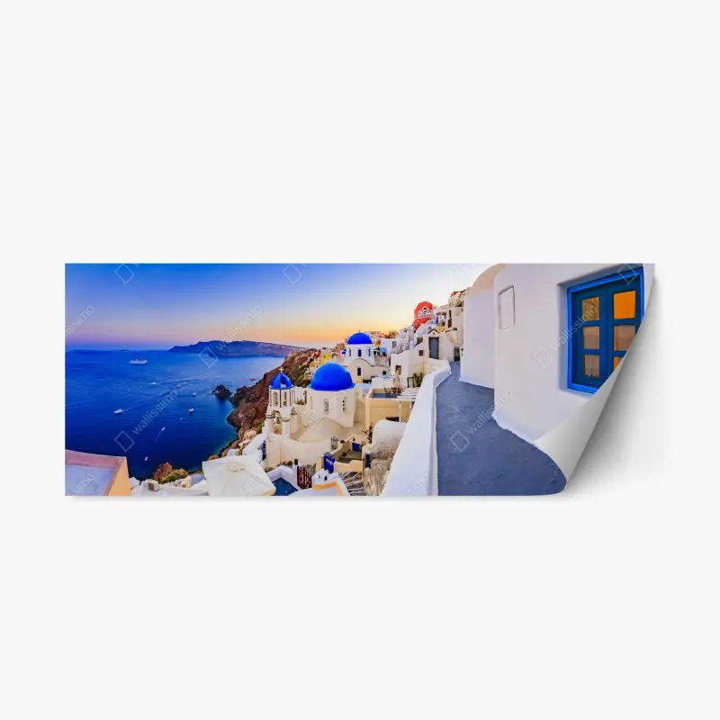 Repositionable sticker Santorini sunset over blue domes ⁕ Wallissimo®