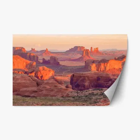 Repositionable sticker sunset over Monument Valley from Hunts Mesa • Wallissimo®
