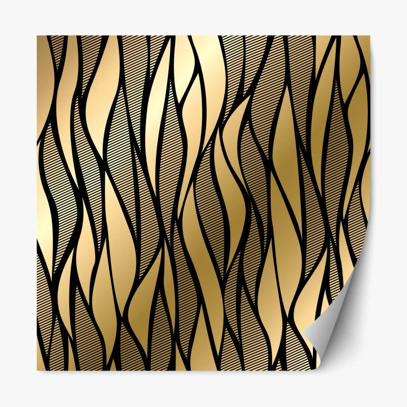 Repositionable sticker luxury gold abstract wave pattern