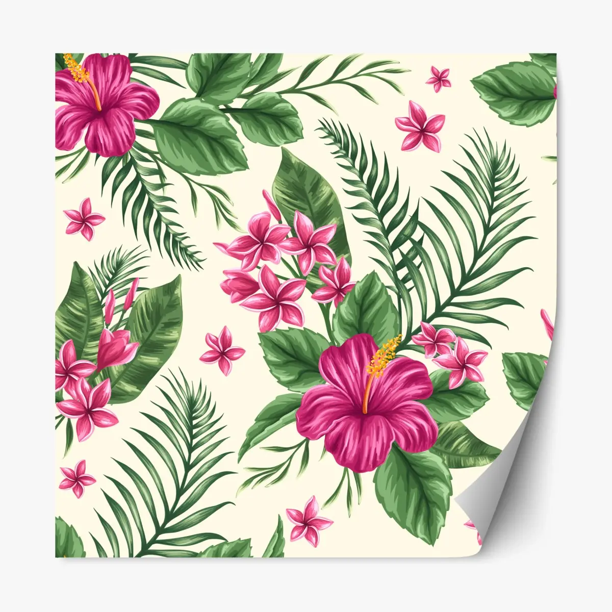Repositionable sticker tropical pink hibiscus floral pattern • Wallissimo® Repositionable sticker tropical pink hibiscus floral pattern • Wallissimo®