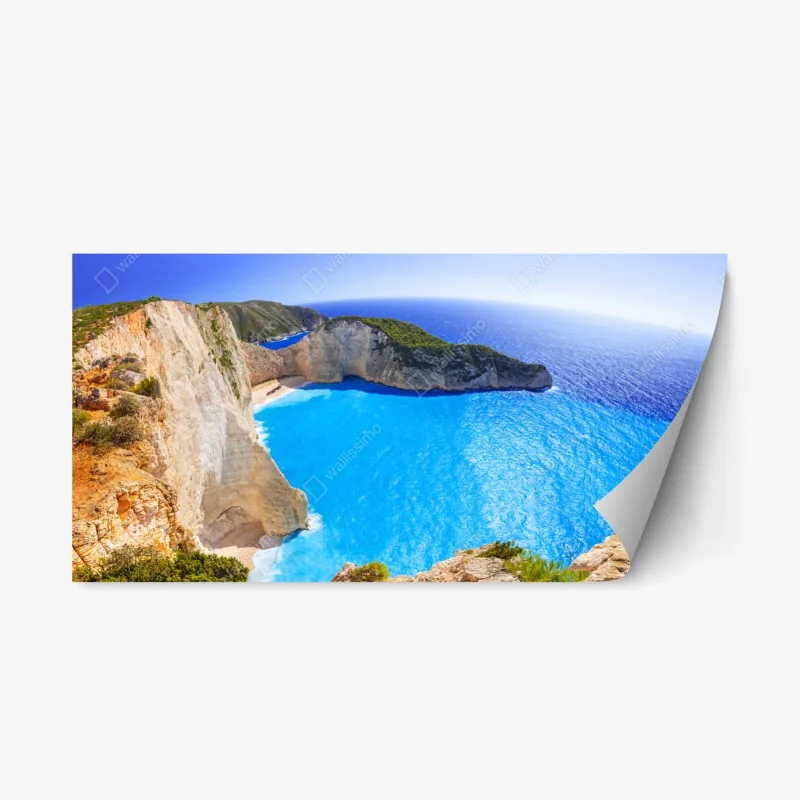 Repositionable sticker turquoise cliff beach panorama