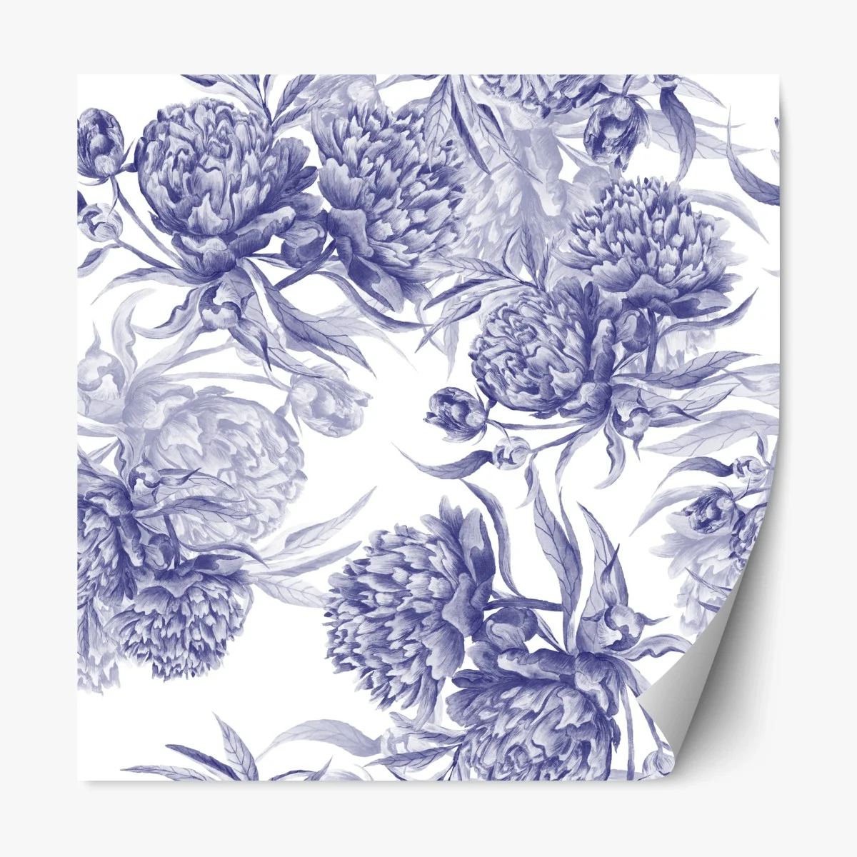Repositionable sticker blue peony floral pattern • Wallissimo® Repositionable sticker blue peony floral pattern • Wallissimo®