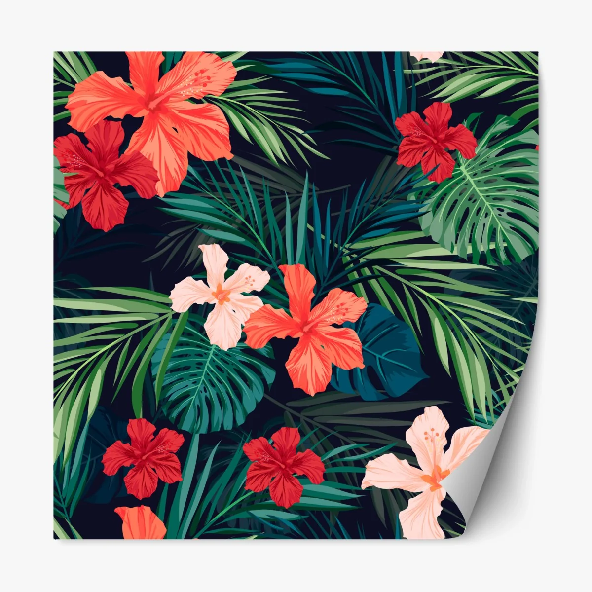 Repositionable sticker tropical hibiscus botanical pattern ⁕ Wallissimo® Repositionable sticker tropical hibiscus botanical pattern ⁕ Wallissimo®