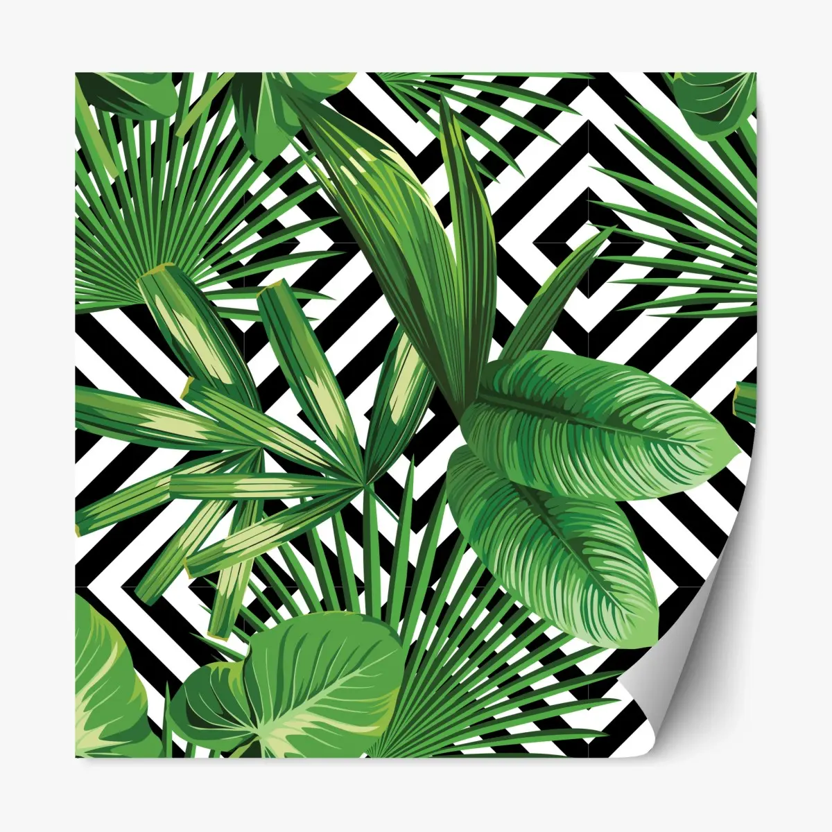 Repositionable sticker tropical leaves geometric design • Wallissimo® Repositionable sticker tropical leaves geometric design • Wallissimo®