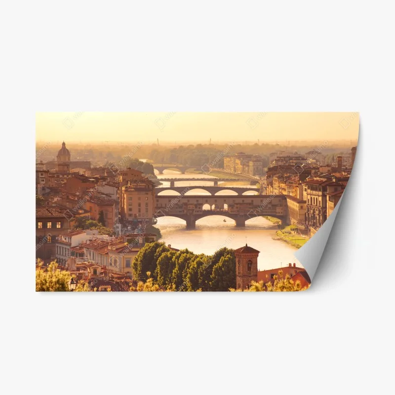 Repositionable sticker golden sunset over Ponte Vecchio, Florence