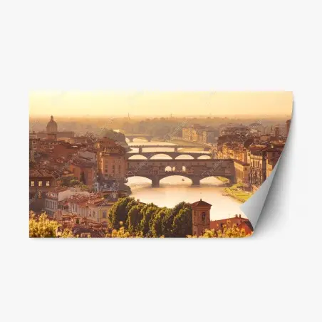 Repositionable sticker golden sunset over Ponte Vecchio, Florence • Wallissimo®
