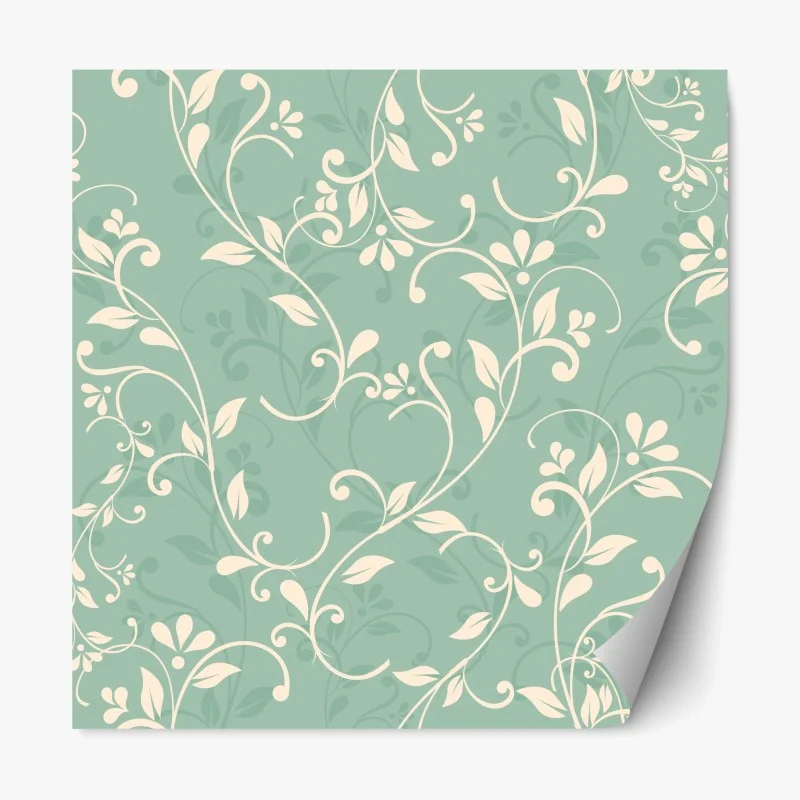 Repositionable sticker mint floral vintage pattern