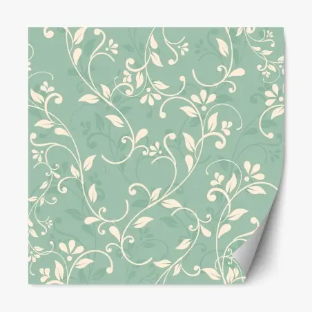 Repositionable sticker mint floral vintage pattern • Wallissimo®