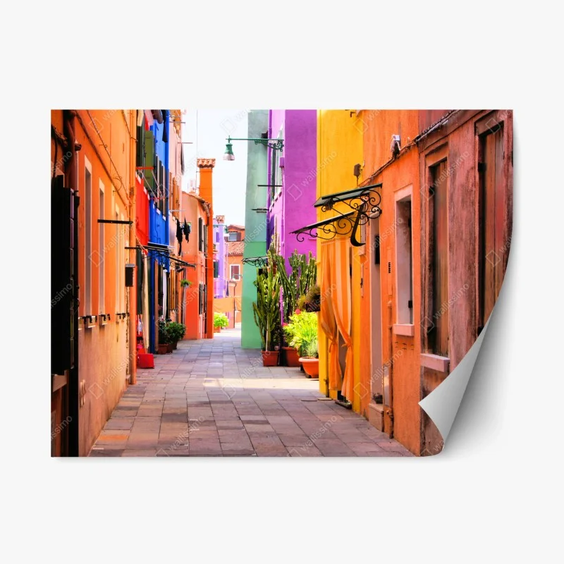 Repositionable sticker vibrant coastal alleyway