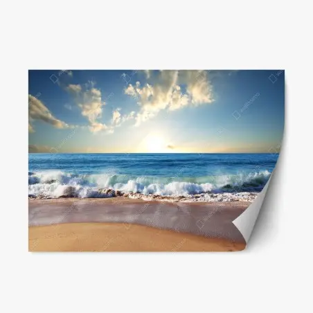 Repositionable sticker tranquil sunset at the beach • Wallissimo®