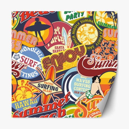 Repositionable sticker retro surf sticker collage • Wallissimo®
