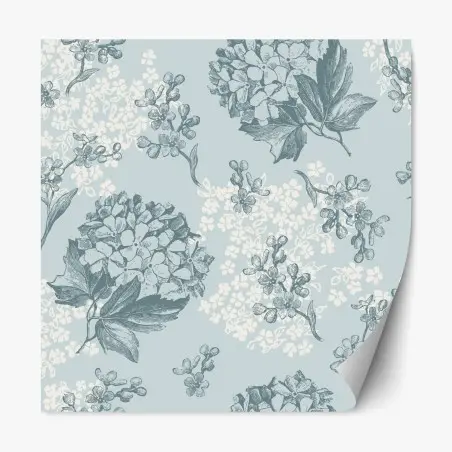 Repositionable sticker soft pastel hydrangea botanical pattern • Wallissimo®