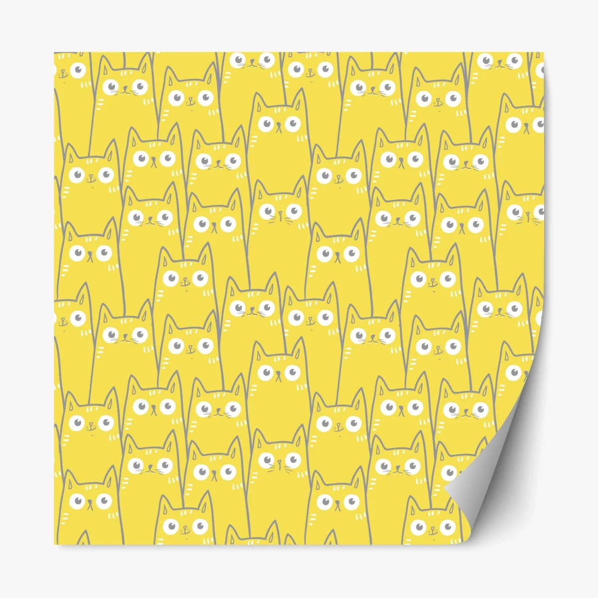 Repositionable sticker playful yellow cat pattern • Wallissimo® Repositionable sticker playful yellow cat pattern • Wallissimo®