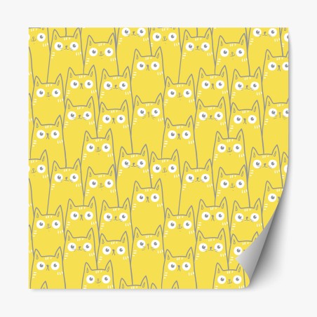 Repositionable sticker playful yellow cat pattern • Wallissimo®