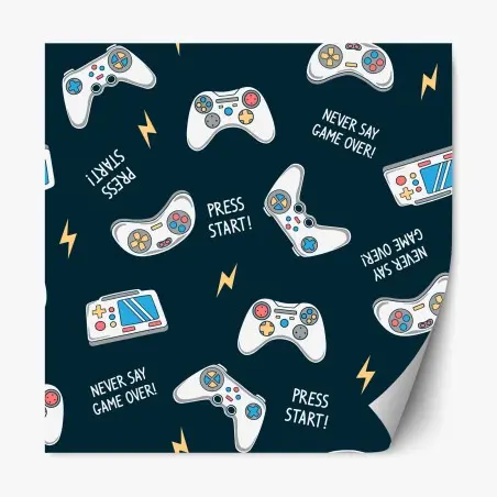 Repositionable sticker retro game controllers pattern • Wallissimo®