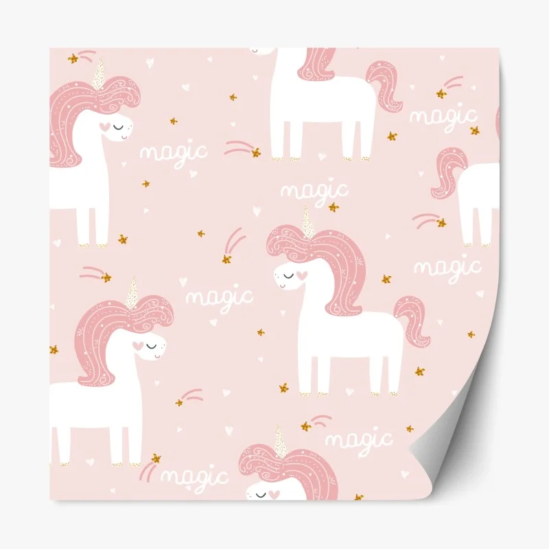 Repositionable sticker magical pink unicorn pattern