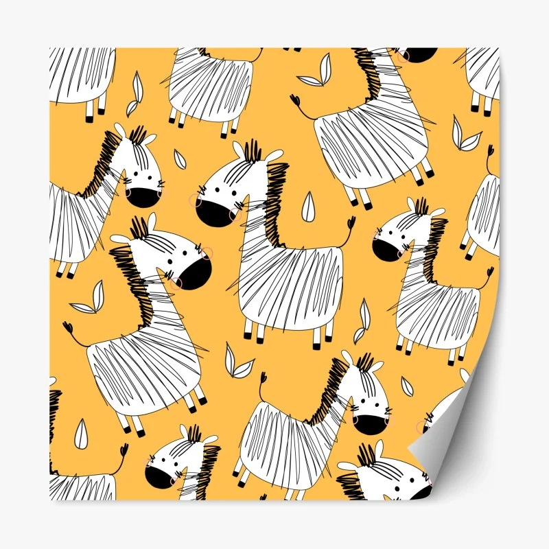 Repositionable sticker playful zebra pattern for kids room