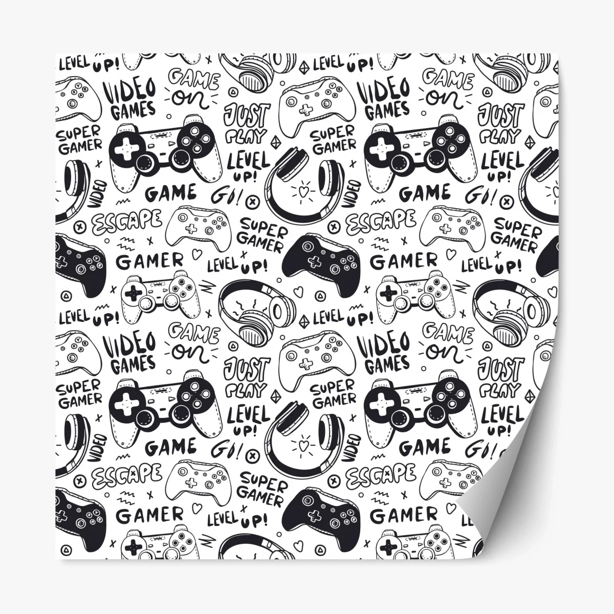 Repositionable sticker gaming doodle pattern with controllers ⁕ Wallissimo® Repositionable sticker gaming doodle pattern with controllers ⁕ Wallissimo®