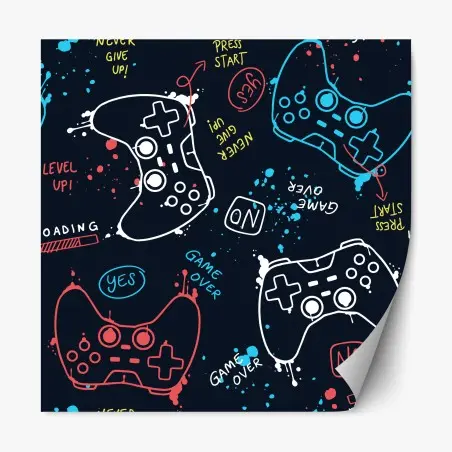 Repositionable sticker colorful gaming controller pattern • Wallissimo®