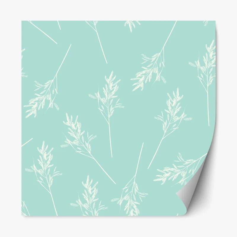 Repositionable sticker delicate turquoise botanical pattern