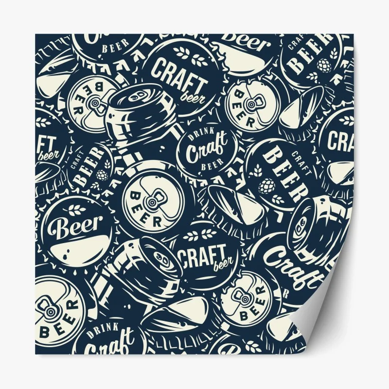 Repositionable sticker craft beer caps pattern