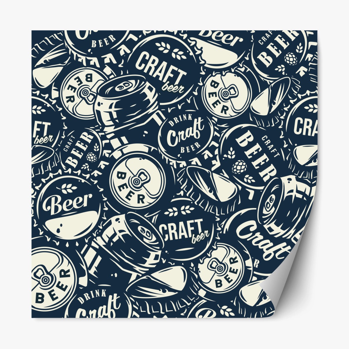 Repositionable sticker craft beer caps pattern • Wallissimo® Repositionable sticker craft beer caps pattern • Wallissimo®