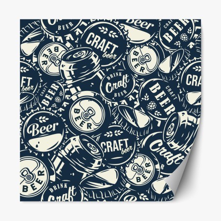 Repositionable sticker craft beer caps pattern • Wallissimo®