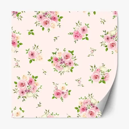 Repositionable sticker delicate pink rose bouquet pattern • Wallissimo®